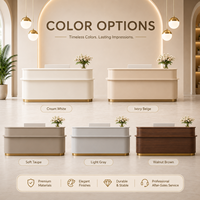 Comptoir d'accueil haut de gamme en crème claire, moderne, pour bureau, salon de beauté, avec armoire de rangement