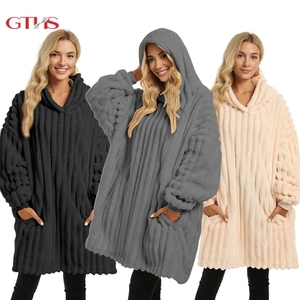 OLOEY Oversized Sherpa Wearable Blanket Hoodie - One Size Fits All, Super Cozy & Warm (Black) - View #7
