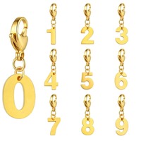 Pendentif Chiffre d'Anniversaire en Acier Inoxydable avec Fermoir Mousqueton, Kit de Bricolage pour Bijoux, Breloques pour Chaussures, Bracelets et Colliers Or et Argent