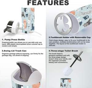 Ensemble d'accessoires de salle de bain 6 pièces motif sans couture différents chats drôles texture enfantine créative grand décor à la maison en Stock - Product Image 3