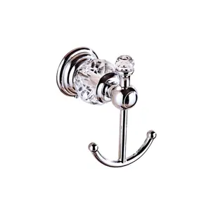 Bathroom Accessories Wall Mounted Zinc Alloy Stainless Steel 304 Coat Robe Hook with Crystal