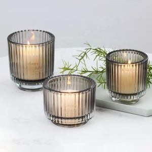 Venta al por mayor de velas decorativas de rayas verticales, tarros, portavelas de cristal votivo colorido - Product Image 6