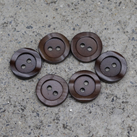Kancing Tulang Sapi Asli 0.6 inci Bulat Pipih 2 Lubang Warna Coklat, Kancing Tulang Retro Dua Warna Custom untuk Kemeja dan Celana (Ready Stock)