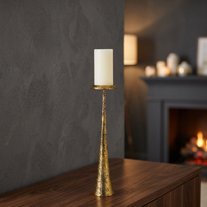 <b>Night</b> Edit Candle <b>Stand</b> Durable Home Decoration Metal Candle Holder Tall Textured Base White Candle Included - Product Image 5