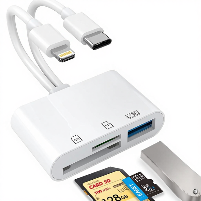 Dual Port SD Card Reader for iPhone iPad with USB-C for Interface USB 3.0 No App Driver Required
