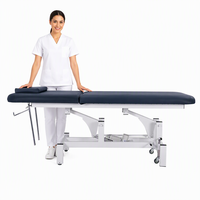 Table de massage électrique Hi-Lo à 2 sections, lit d'examen avec éponge haute densité, revêtement en PVC, cadre métallique, dossier, pour hôpital, clinique, spa