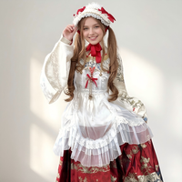 Ensemble Lolita chinois pour adulte, style Ming, mélange Hanfu, col croisé, broderie riche, grande jupe évasée, tenue Lolita