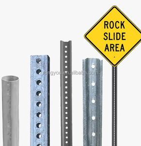 Palo per Segnaletica Stradale in Acciaio Zincato, Profilo a U o Quadrato, Perforato - Product Image 3