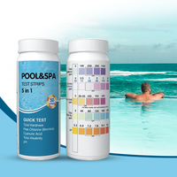Kit Uji Air Kolam Renang & Spa 5 in 1 Terlaris, Tes Cepat untuk Klorin, pH, TA, Keras, CYA, OEM Label Pribadi