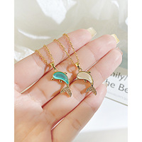 Énerginox Fashion – collier en acier inoxydable avec zircon bicolore, dauphin Patron saint de l'amour, chaîne de clavicule