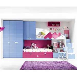 20 bwb027 melamina camere da letto moderne per bambini Set di mobili per letto a scomparsa personalizza letti a castello a soppalco per bambini 3 in letto per bambini