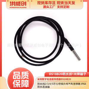 Câble de capteur étanche Hongweichuang DS18B20 de 1 mètre avec terminal pour usage automobile - Product Image 5