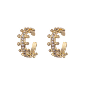 Pendientes de Moda con Zirconia Dorada en Bisel de Aleación de Zinc EJC-004 - Product Image 5