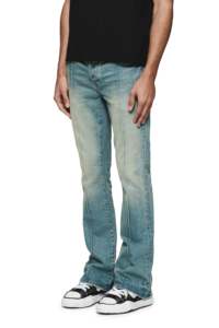 YKMOZI Custom Men Overdyed Low Rise Flare Jeans Pintucked Center Seams Denim Pant Etiquetas OEM Etiquetas personalizadas Jeans Boot Cut - Product Image 3