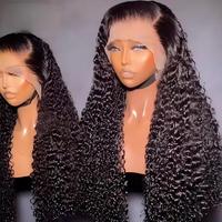 Wig Rambut Asli Brasil Hd Lace Frontal Deep Wave 180% 250% Density Glueless Full HD Raw Burmese untuk Wanita Kulit Hitam
