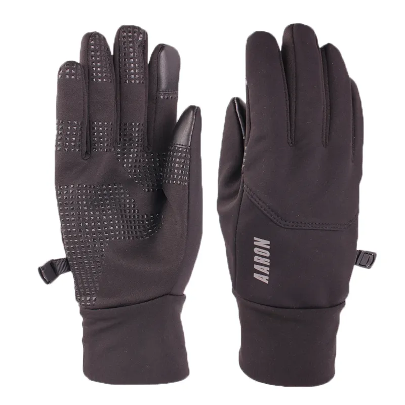 Custom winter men women warm windproof anti-slip silicone print touch screen running motorcycle sport biking cycling gloves