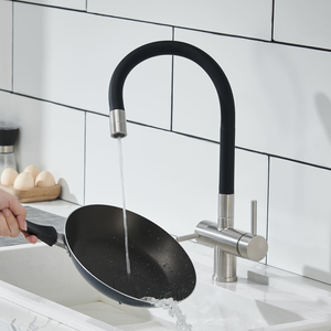 Matte black tri-output easy maintenance 304 stainless steel kitchen faucet - Product Image 4