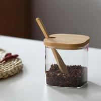 Lot de boîtes à épices en verre personnalisées avec couvercle, design anti-humidité, option d'impression, cuillère en bois – Vente en gros usine