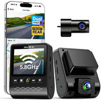 Cámara para Auto con Grabación en Bucle 4K Delantera y 1080P Trasera, Pantalla IPS, DVR con WIFI 5.8G, GPS y Supercondensador Integrado