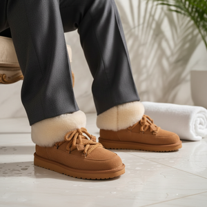 Bottes d'hiver pour femme en cuir véritable de haute qualité YUMMYSNOW, avec semelle intermédiaire en peau de mouton, logo personnalisé, EVA épais, chaudes - Product Image 1
