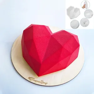 3D钻石爱心食品级玫瑰环氧硅胶甜点装饰蛋糕阴道模具生日软糖巧克力