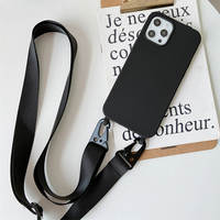Coque Souple Antichoc en Silicone Liquide Mat avec Cordon Collier pour iPhone 17 16 15 Pro Max 14 11 12 13 XR XS 8 7 Plus