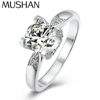 Bague en argent sterling 925 MuShan Jewelry avec moissanite couleur D VVS1, accessoires de mariage en argent sterling 925, accessoires diamant