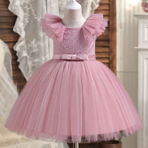 strapless open back dress Sunny Fashion Girls Elegant Wave Hem Tulle Party Dress