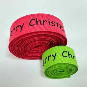 Algodão cor Grosgrain fita impressa logotipo pessoal padrão para presente de Natal fita algodão cintos decoração