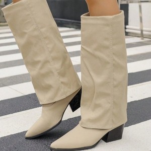 <span class=keywords><strong>Botas</strong></span> Largas de Tacón <span class=keywords><strong>Grueso</strong></span> y Punta Puntiaguda Estilo Europeo y Americano, Primavera 2026, Nueva Moda Popular en Internet para Mujer - Product Image 2