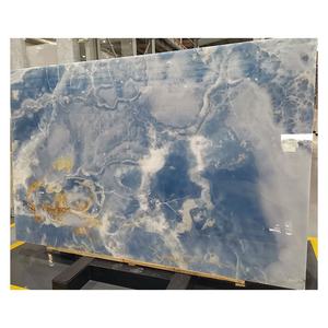 ห้องครัวด้านบนตกแต่งบ้านผนังแสงน้ำแข็งท้องฟ้านิลแผ่นหินหินอ่อนสีฟ้า - Product Image 3