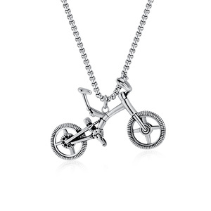 Instagram-worthy yunnique trendy jewelry, mountain bike <b>titanium</b> steel necklace, sports fitness cycling hobby souve - Product Image 5