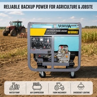Groupe électrogène diesel portable VISION DG10000E 8KW à châssis ouvert, démarrage électrique, refroidissement par air, 415V 50/60Hz, avec ATS pour alimentation de secours