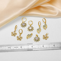ASJEWELRY Breloque Ailes d'Ange Fleur Perle CZ Effet Rayon de Soleil pour Boucles d'Oreilles, Bracelet Plaqué Or Cuivre, Fournitures de Fabrication de Bijoux chma680