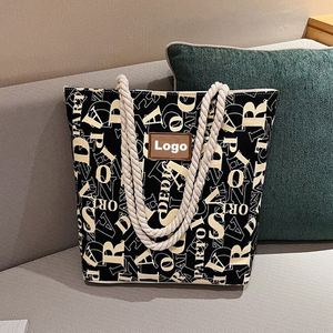 Grand sac en toile pour femme, sac à bandoulière populaire pour étudiante, sac à main - Product Image 1
