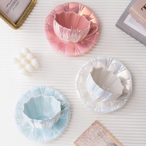 Girls Luxury 240ml Ceramic <b>Mug</b> Saucer <b>Set</b> for Afternoon Tea Modern Design Good-Looking Household Petal <b>Coffee</b> Cup Gift Cup - Product Image 2