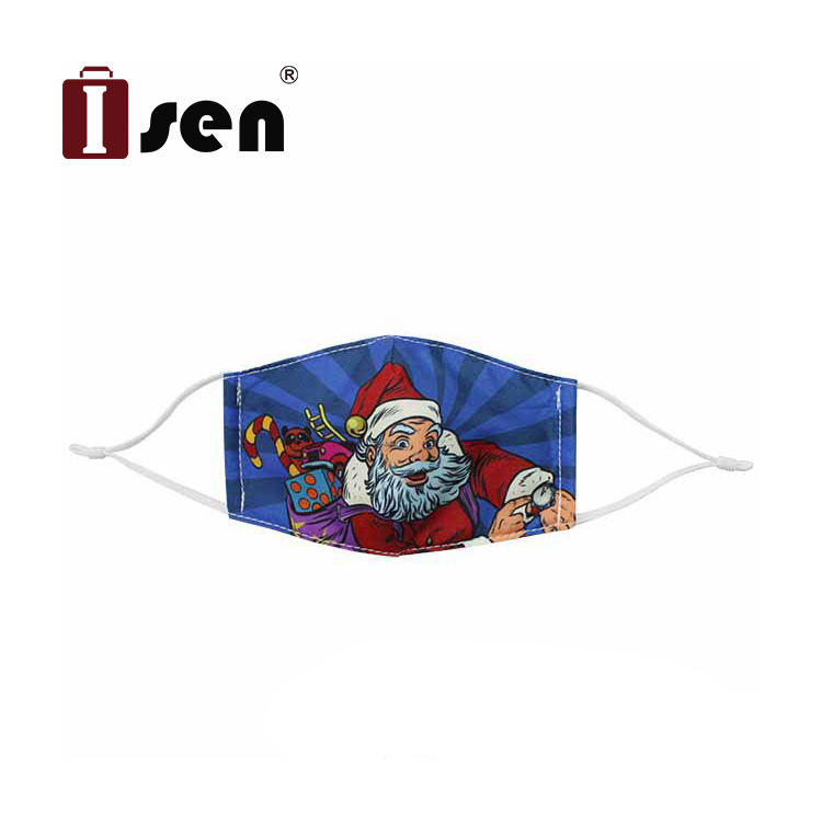 ISEN Christmas Party Santa Claus Kids Cotton Mask Cute Reusable Anti-dust Christmas Adjustable Children Mask