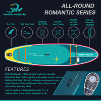 Planche de SUP gonflable Ridewave BSCI CE REACH avec logo personnalisé, pour sports nautiques océaniques, en matériau Drop Stitch, avec pompe en fibre de carbone