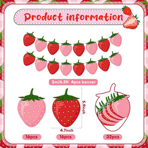 Strawberry Hanging <b>Banner</b> Birthday Party Decorations Oval Fruit Pattern Durable Venue Setup Props - Product Image 2