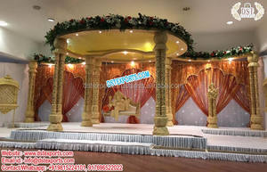 Gujarati ของตกแต่งงานแต่งงานงานไม้แกะสลักสามเสาสำหรับงานแต่งงานของชาวเยอรมัน - Product Image 4