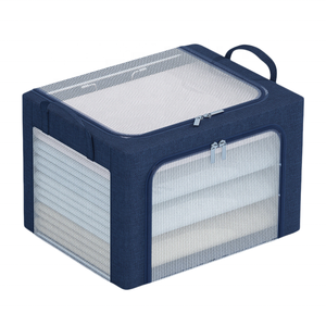 <strong>Cute</strong> Fashion Clothing <strong>Storage</strong> <strong>Bin</strong> Foldable Zipper Lid Container Organizer with 3 Big Clear Windows for Wardrobe Bedding Blankets - Product Image 4