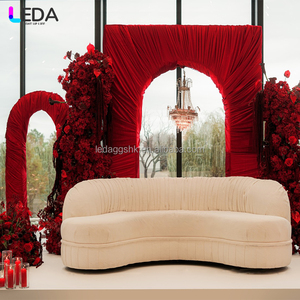 LEDA A red square backdrop <b>framed</b> pleated fabric drape is suitable for <b>wedding</b> party decorations - Product Image 3