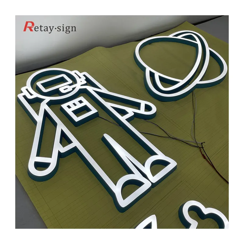Tienda escaparate logotipo de la marca con luz LED 3D acrílico pequeño canal alfabeto tablero signo LED letras