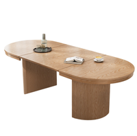 Table de salle à manger ovale extensible et réglable STG en bois massif naturel d'Amérique du Nord, 4 à 8 places, pour appartement, hôtel, maison