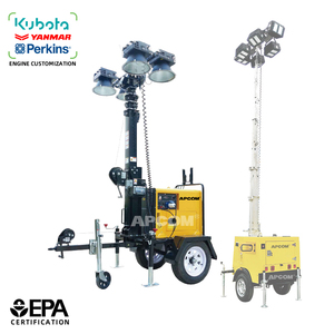 Générateur diesel Kubota 5 kW portable télescopique de 4,5 m avec tour d'éclairage LED 300 W pour l'entretien routier et la construction en extérieur - Product Image 1