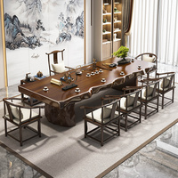 Nouvelle table à thé en bois massif de style chinois, fabriquée à la main, écologique, table à thé zen de luxe léger, ensemble de chaises de réception