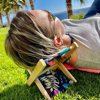 Repose-tête portable en forme de tabouret en bois, coussin rembourré, support de hamac, ensemble de sable de plage, fabricant d'usine