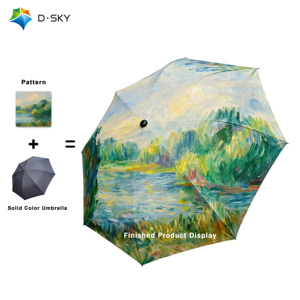 Nouveau design Full Color Printing <span class=keywords><strong>Mini</strong></span> <span class=keywords><strong>parapluie</strong></span> pliant portable à ouverture manuelle Pare-soleil résistant aux UV Housse de pluie <span class=keywords><strong>Parapluie</strong></span> compact - Product Image 1