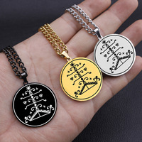 Amulette Ogou Feray Voodoo Veve Symbol Talisman Bijou Amulette Acier Inoxydable Marquage Laser Pendentif Collier