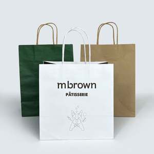 Sac en papier biodégradable pour en-cas à emporter, avec poignée, impression personnalisée du logo, prix d'usine, respectueux de l'environnement - Product Image 4